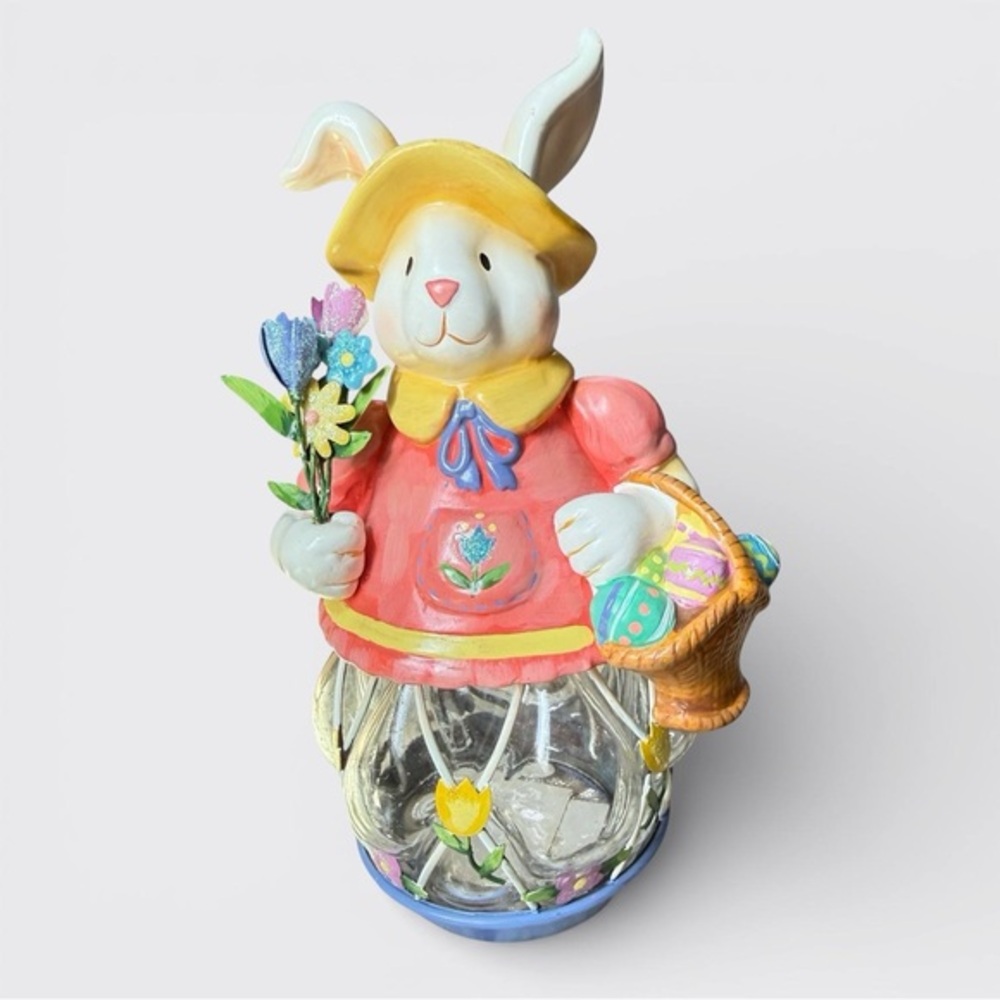 Kohl’s Vintage Easter Candle Light Glass Ceramic Bunny 1990s 9.5in